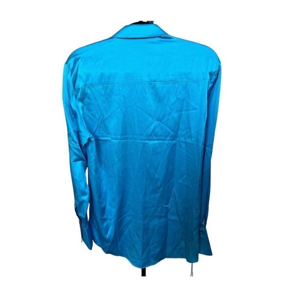 Retrofete SER.O.YA Karry Silk Shirt Turquoise Size Small - Picture 6 of 11